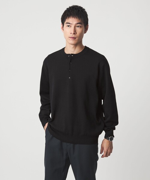 セール】ダブルフェイス ヘンリーネック ニット（ニット/セーター