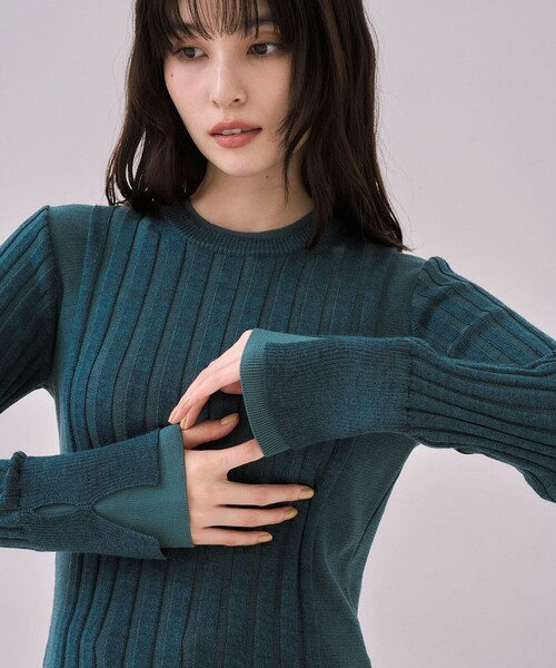 残りわずか！】リップルレイヤーニット｜ウォッシャブル/オフィス