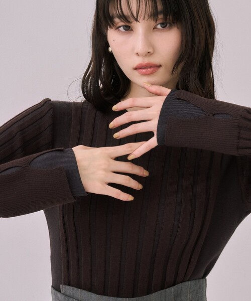 残りわずか！】リップルレイヤーニット｜ウォッシャブル/オフィス