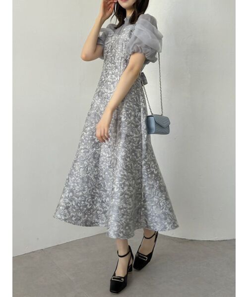 シアーベールジャカードワンピース ベージュsmall dazzlin（ダズリン