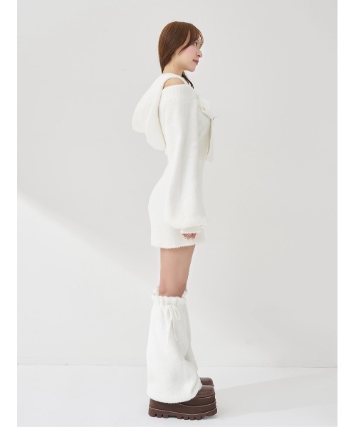 フーディーオフショルニットミニワンピース（ワンピース）｜Darich