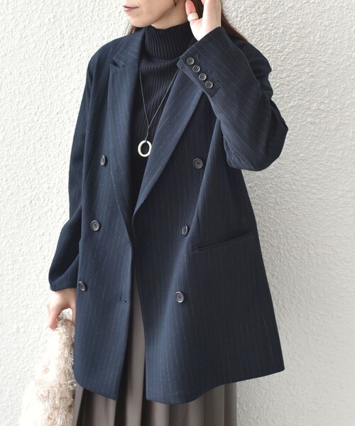 セール】SHIPS Colors:〈手洗い可能〉ダブル ブレスト ジャコット