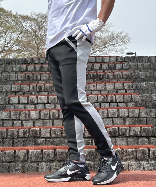 ポンチ ジャージ素材 ゴルフウェア前後切替 ストレッチ ゴルフパンツ