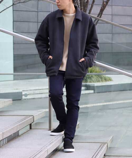 BEAMS y2k スエードブルゾン 裏ボア 短丈 スタジャン風 黒 ジャンパー