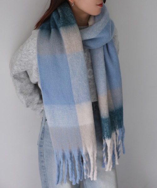 セール】チェック柄ボリュームマフラー（マフラー）｜Riberry