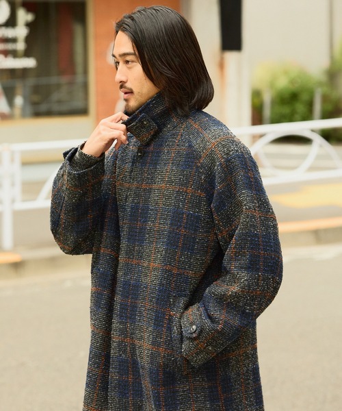 テックツイード ラグランオーバーサイズステンカラーコート / UVカット