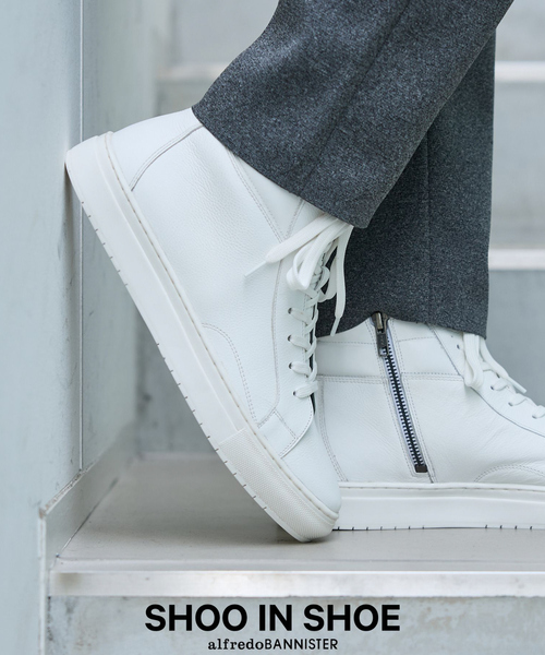 サイドジップ ハイカット レザースニーカー（スニーカー