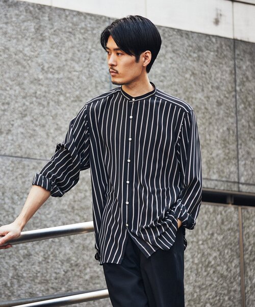 セール】【LA BOUCLE / ラブークル】スタンドカラーシャツ パターン