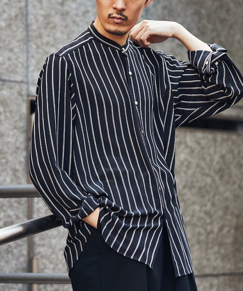 セール】【LA BOUCLE / ラブークル】スタンドカラーシャツ パターン