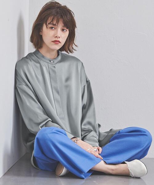 SACRA（サクラ）の「＜SACRA（サクラ）＞サテン バンドカラーシャツ