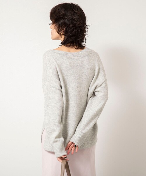 セール】《手洗い可能》モヘヤスパンコールVネックプルオーバー