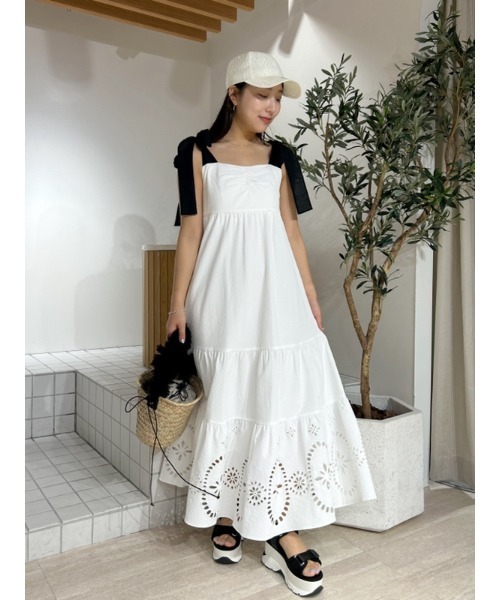 SNIDEL（スナイデル）の「ショルダーリボンワンピース（ワンピース