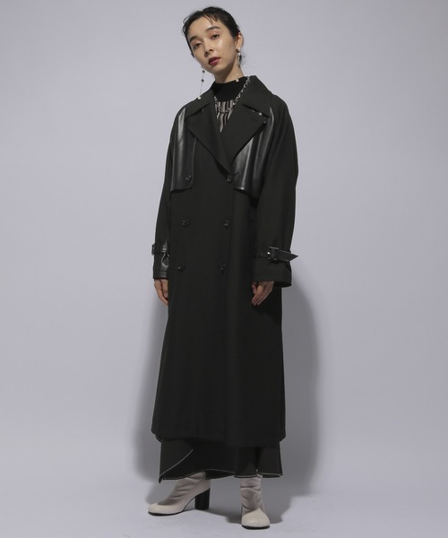 HARE（ハレ）の「フェイクレザーキリカエコート(HARE)（トレンチコート