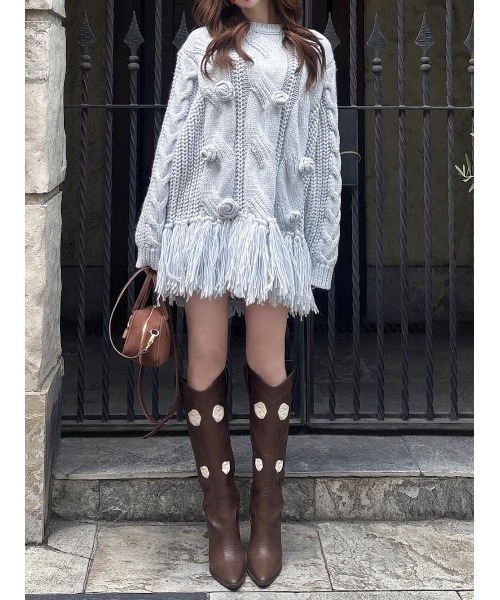 ローズモチーフニットチュニック（ニット/セーター）｜Darich