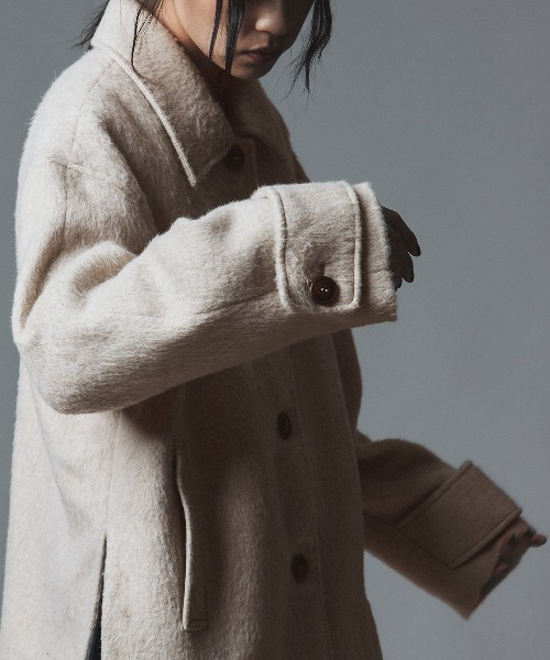 W:Huku（フーク）の「ウール シャギー ステンカラー コート / Wool
