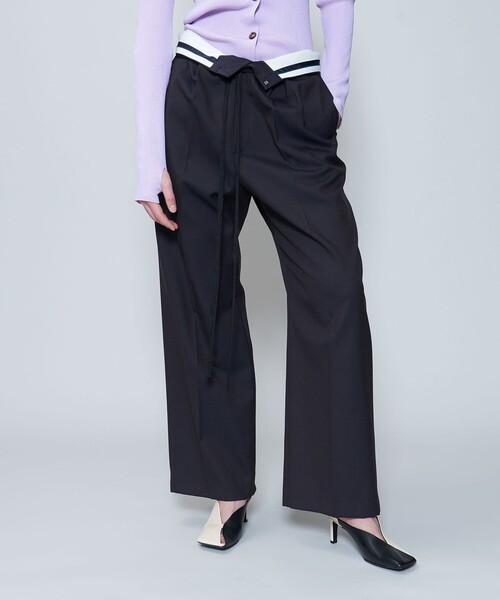 6（ロク）の「＜6(ROKU)＞リボン マーベルト パンツ（スラックス