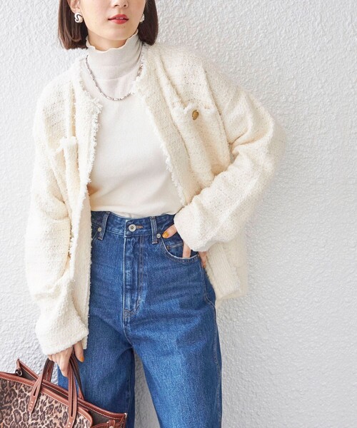 SHIPS（シップス）の「〈手洗い可能〉ニット ツイード クルーネック