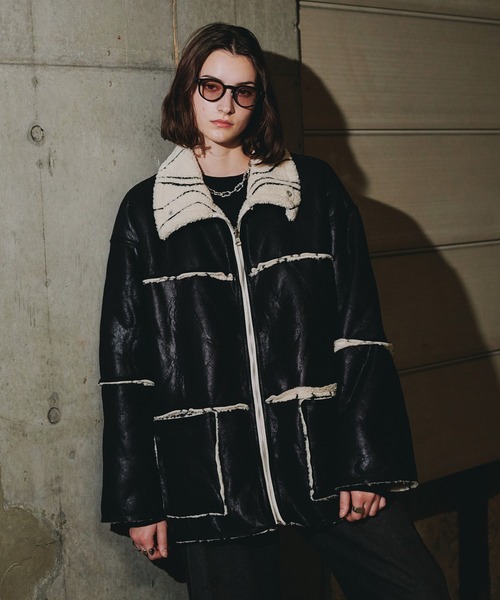 REVERSIBLE FAKE MOUTON BOA JACKET/リバーシブルフェイクムートン