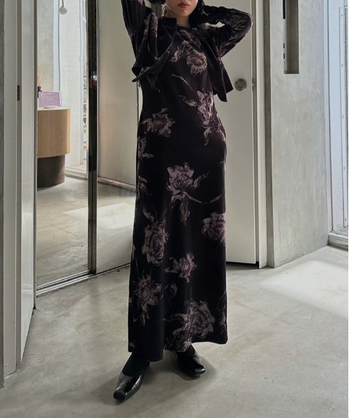 Ameri（アメリ）の「DRY FLOWER VELOUR DRESS（ワンピース）」 - WEAR