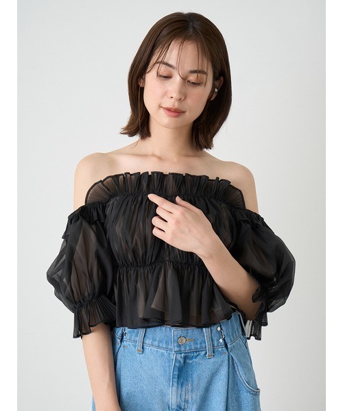 SNIDEL（スナイデル）の「Sustainableギャザーオフショルブラウス