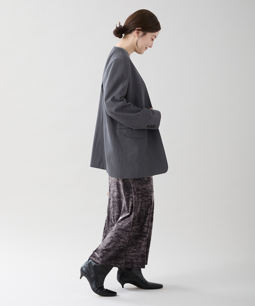 IENA（イエナ）の「Wool/Vi カラーレスジャケット（ノーカラー