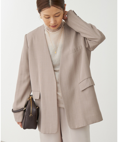 IENA（イエナ）の「Wool/Vi カラーレスジャケット（ノーカラー