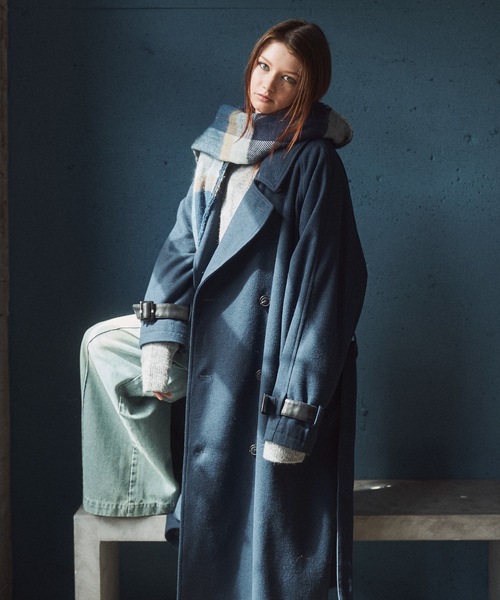 セール】Wool melton over coat/ウールメルトンオーバーコート（ステン