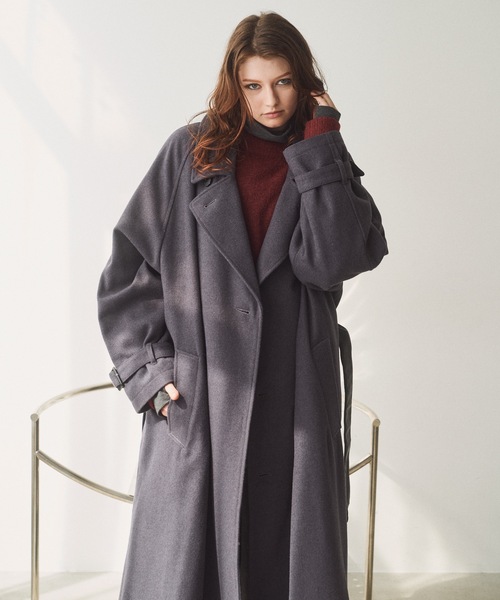 セール】Wool melton over coat/ウールメルトンオーバーコート（ステン