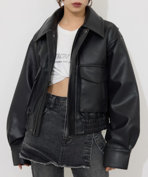 SLY（スライ）の「【2サイズ展開】F/LEATHER FLIGHT JK フェイク