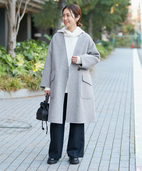 IENA（イエナ）の「モッサーダブルフェイス Vネックコート（ノーカラー