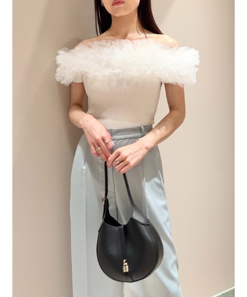 SNIDEL（スナイデル）の「ボリュームチュールドッキングニットプル