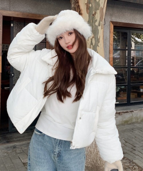 セール】ショート丈 ボリュームカラー エコダウンジャケット（ダウン