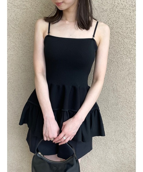 SNIDEL（スナイデル）の「ティアードペプラムベアトップス（チューブ