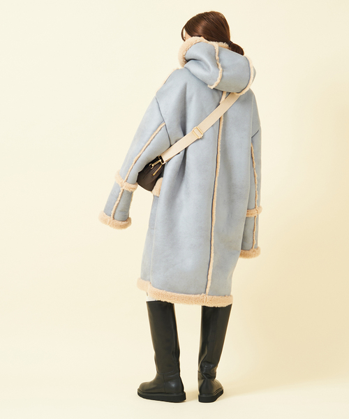 セール】【JAKKE/ジャッキー】 フェイクムートンフード付きロング