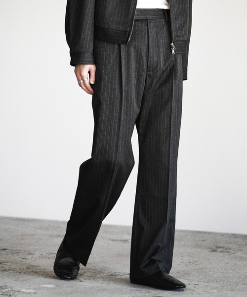 TECH WOOL GABARDINE STRAIGHT SLACKS 【SET-UP】（スラックス）｜WYM
