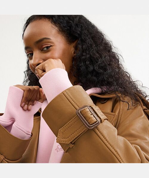 COACH（コーチ）の「レザー ダブル ブレステッド トレンチ コート