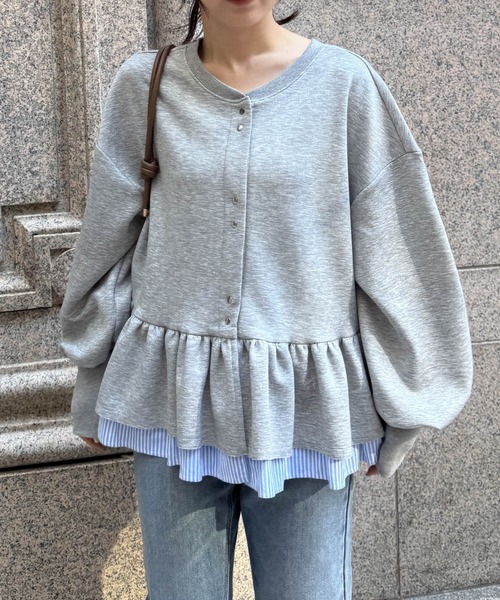 RANAN（ラナン）の「前後2WAYフリルペプラムショートカーデ