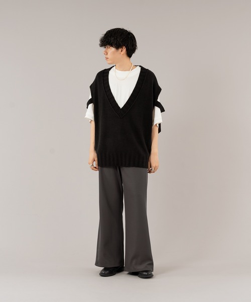 BACK ZIP WIDE PANTS/バックジップワイドパンツ（スラックス）｜selle