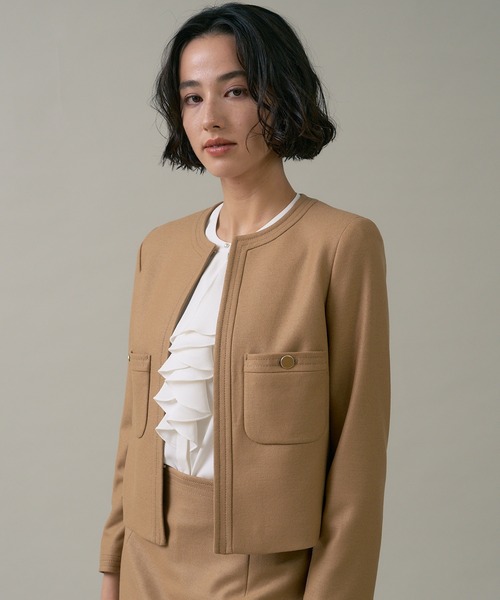 ANAYI（アナイ）の「ツイルジャージノーカラー ジャケット（ノーカラー