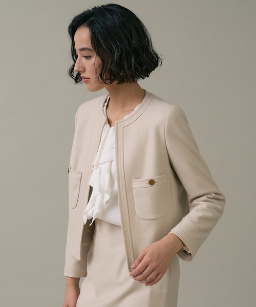 ANAYI（アナイ）の「ツイルジャージノーカラー ジャケット（ノーカラー