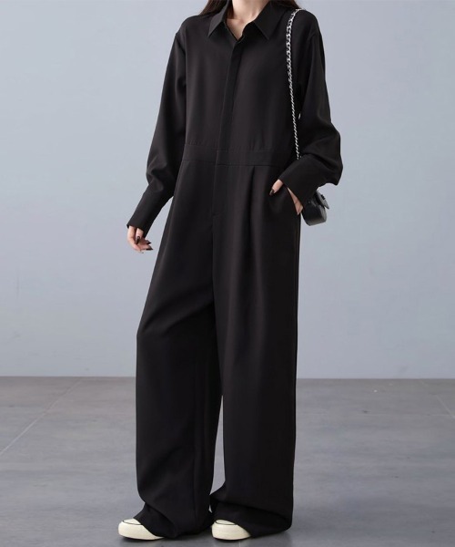 セール】シャツデザインジャンプスーツ（サロペット/オーバーオール