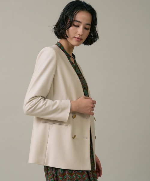 ANAYI（アナイ）の「ツイルジャージVノーカラー ジャケット（ノー