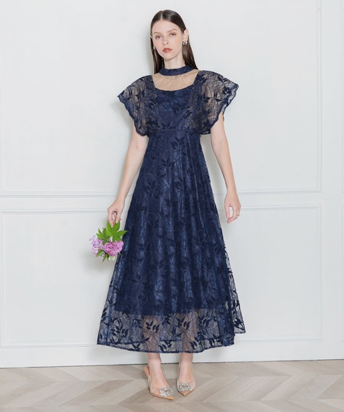 Leja（レジャ）の「【LEJA】チョーカー風デコルテオープン花柄レース