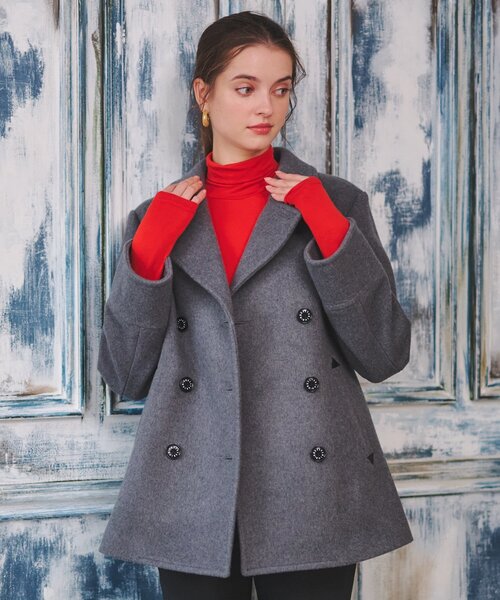 セール】【SS-Msize】Super140sウールAラインPコート（ピーコート