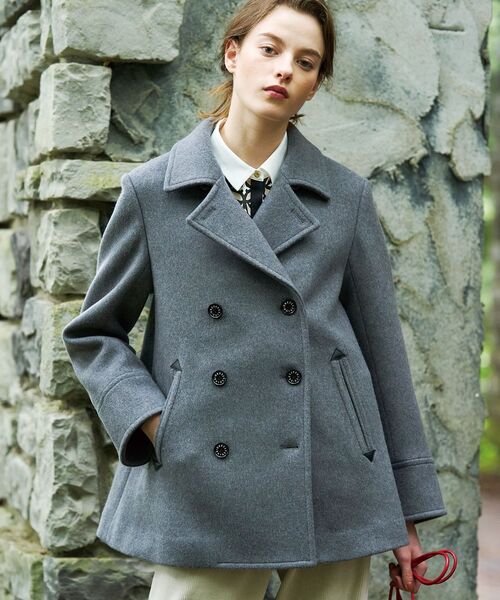 セール】【SS-Msize】Super140sウールAラインPコート（ピーコート