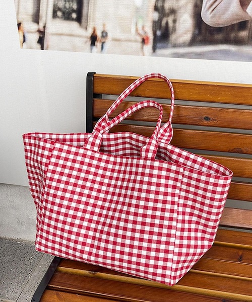 セール】Liaa/大容量 ギンガムチェック トートバッグ A18742（トート
