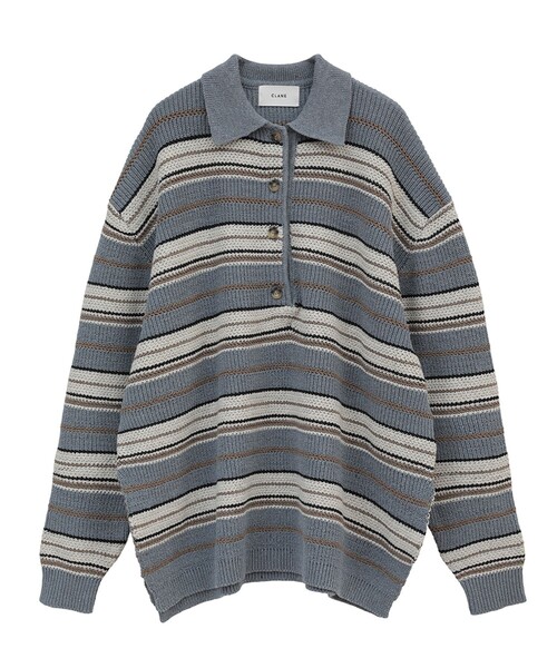 CLANE（クラネ）の「【CLANE/クラネ】MULTI BORDER KNIT POLO TOPS