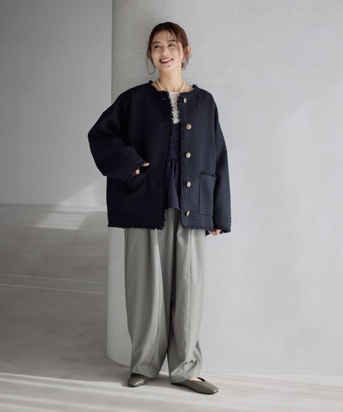 ドルマンツイードジャケット《オケージョン2026SS》（ノーカラー