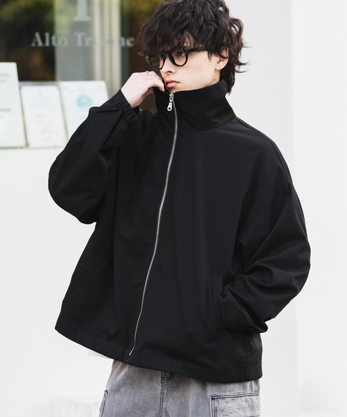 オーバーサイズTRストレッチスタンドカラージャケット ジップアップ