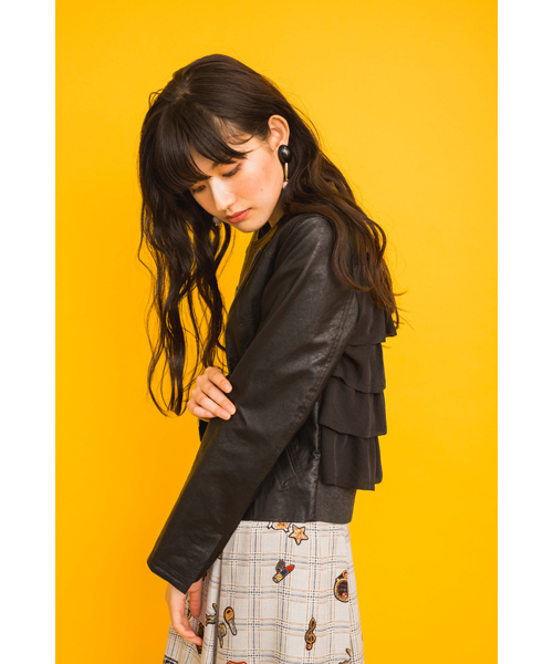 新品未使用!JUDYラムレザーバックフリルライダースジャケット ハートスタッズフリルショートライダース – pium